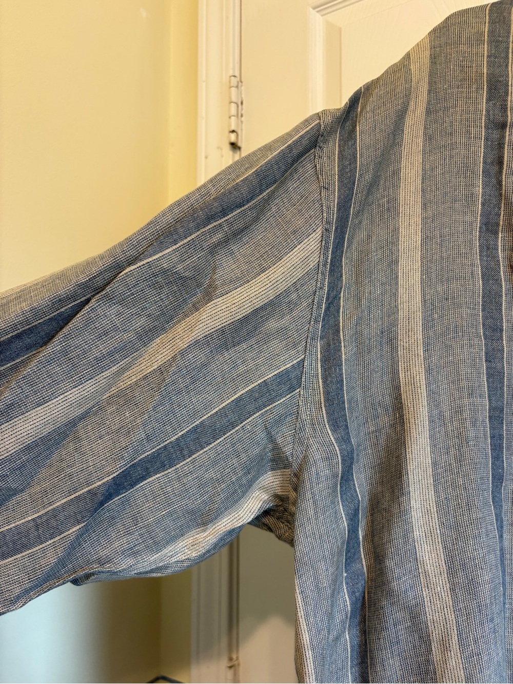 46 West- Light Blue & Gray Striped Men's Breathable Lightweight Linen Jacket - Picture 7 of 16